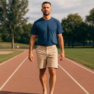 Gap Chino Shorts Men 36‎ Cotton Khaki Flat Front Y2K Preppy Golf Walking Hiking